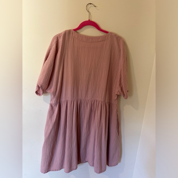Madewell Lightspun button front mini dress pink dusty rose XL - Picture 5 of 6